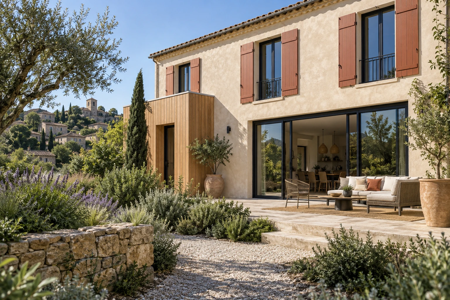 Enduits extérieurs et chaux sur une maison contemporaine